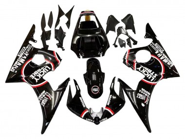 2005 Yamaha YZF 600 R6 Motorcycle Fairings - Glossy Black White Lucky Strike Motul Canada Websites