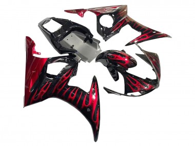 2005 Yamaha YZF 600 R6 Motorcycle Fairings - Black with Red Flame Canada Websites