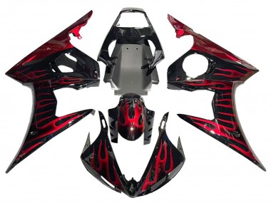 2005 Yamaha YZF 600 R6 Motorcycle Fairings - Black with Red Flame Canada Websites