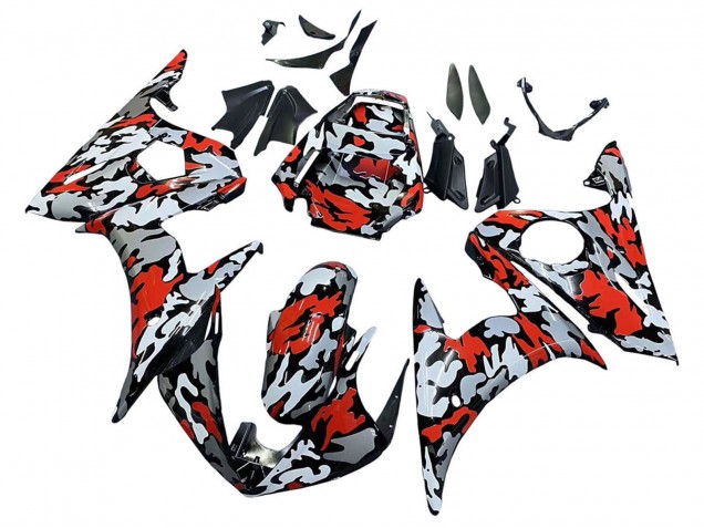 2005 Yamaha YZF 600 R6 Motorcycle Fairings - Black Red Grey Camouflage Canada Websites