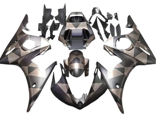 2005 Yamaha YZF 600 R6 Motorcycle Fairings - Matte Black Grey Geometric Canada Websites