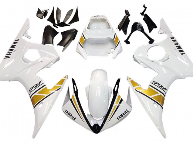 2005 Yamaha YZF 600 R6 Motorcycle Fairings - White Gold Black Canada Websites