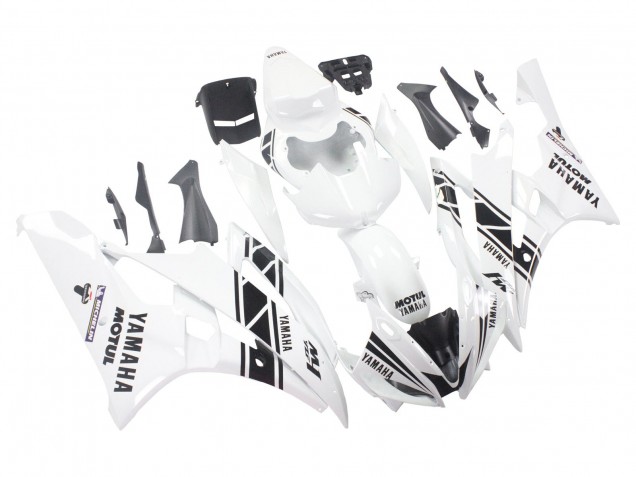 2006-2007 Yamaha YZF 600 R6 Motorcycle Fairings - White Glossy Black Motul Michelin Canada Websites