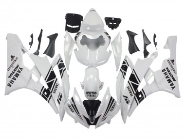 2006-2007 Yamaha YZF 600 R6 Motorcycle Fairings - White Glossy Black Motul Michelin Canada Websites