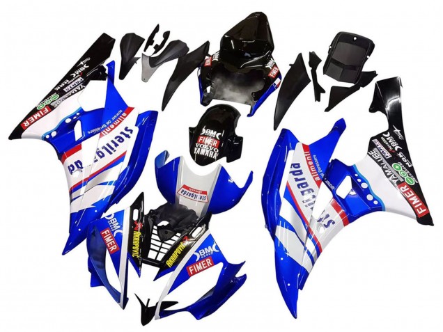 2006-2007 Yamaha YZF 600 R6 Motorcycle Fairings - White Blue Black Fimer Volvo Yamalube Sterilgarda Canada Websites
