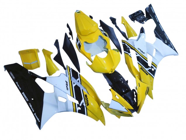 2006-2007 Yamaha YZF 600 R6 Motorcycle Fairings - Yellow White Glossy Black Motul Canada Websites