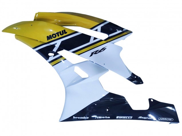 2006-2007 Yamaha YZF 600 R6 Motorcycle Fairings - Yellow White Glossy Black Motul Canada Websites