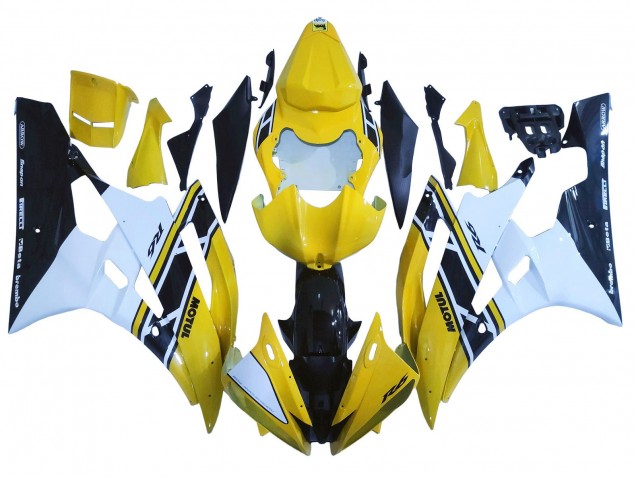 2006-2007 Yamaha YZF 600 R6 Motorcycle Fairings - Yellow White Glossy Black Motul Canada Websites