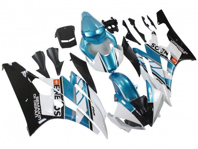 2006-2007 Yamaha YZF 600 R6 Motorcycle Fairings - White Blue Black Semakin Didepan ENEOS Canada Websites