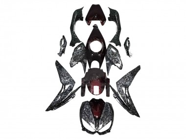2014-2019 Kawasaki Z1000 Motorcycle Fairings - Black Red Forged Carbon Fiber Canada Websites