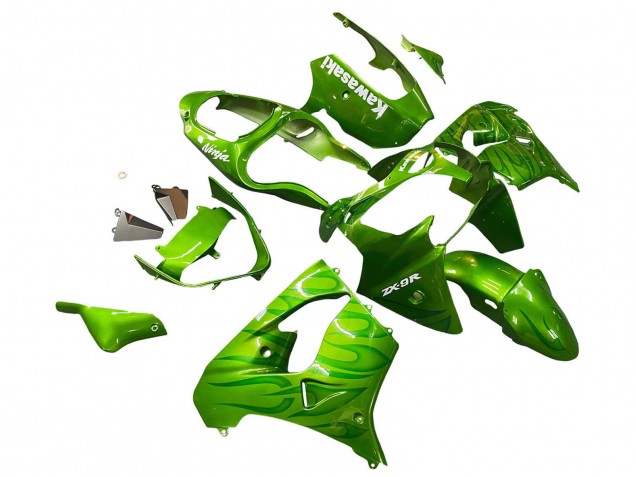 2000-2001 Kawasaki ZX9R Motorcycle Fairings - Green Flame Canada Websites
