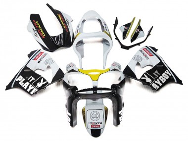 2000-2001 Kawasaki ZX9R Motorcycle Fairings - White Yellow Glossy Black Playboy Canada Websites
