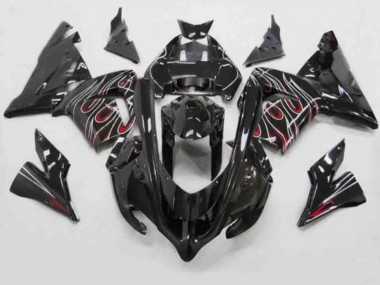 2004-2005 Kawasaki ZX10R Motorcycle Fairings - Black Red White Flame Canada Websites