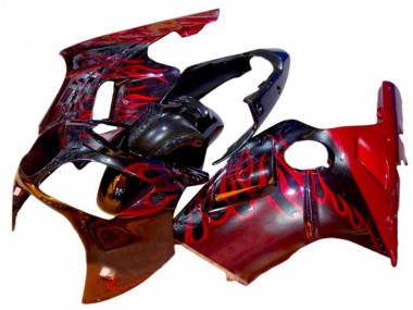 2002-2006 Kawasaki ZX12R Motorcycle Fairings - Glossy Black Red Flame Canada Websites