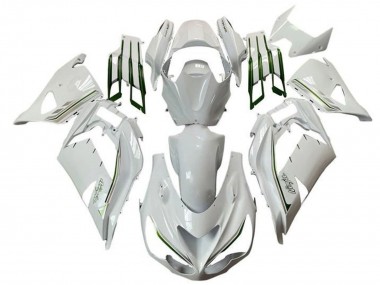 2012-2024 Kawasaki ZX14R ZZR1400 Motorcycle Fairings - White Green Silver Stripe Canada Websites