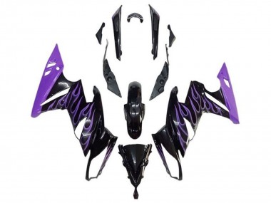 2009-2011 Kawasaki Ninja 650 EX650 Motorcycle Fairings - Glossy Black Purple Flame Canada Websites