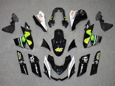 2010-2013 Kawasaki Z1000 Motorcycle Fairings - Glossy Black White Green MoviStar Monster Canada Websites