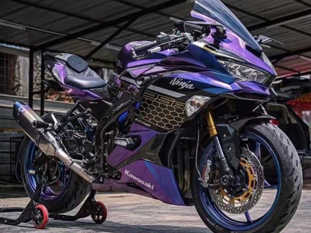 2019-2025 Kawasaki ZX25R ZX-25R Motorcycle Fairings - Purple Blue Gold Gradient Honeycomb Canada Websites