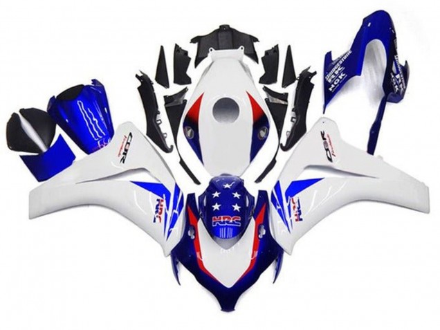 2008-2011 Honda CBR1000RR Motorcycle Fairings - White Red Blue Star HRC Canada Websites