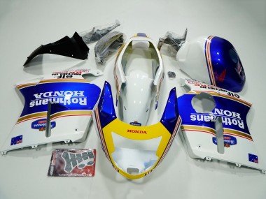 1996-2007 Honda CBR1100XX Blackbird Motorcycle Fairings - White Blue Yellow Rothmans Canada Websites
