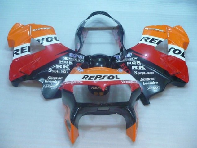 1998-2001 Honda VFR 800 Motorcycle Fairings - Orange White Red Black Repsol Canada Websites