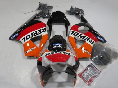 2002-2003 Honda CBR900RR 954 Motorcycle Fairings - Orange White Red Glossy Black Repsol Canada Websites