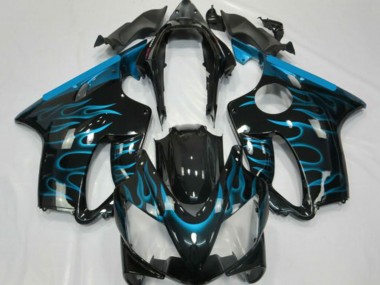2001-2003 Honda CBR600 F4i Motorcycle Fairings - Glossy Black Light Blue Flame Canada Websites