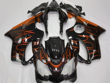 2004-2007 Honda CBR600 F4i Motorcycle Fairings - Glossy Black Orange Flame Canada Websites