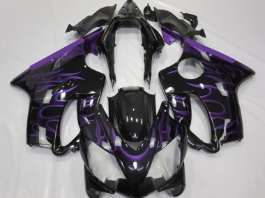 2004-2007 Honda CBR600 F4i Motorcycle Fairings - Glossy Black Purple Flame Canada Websites
