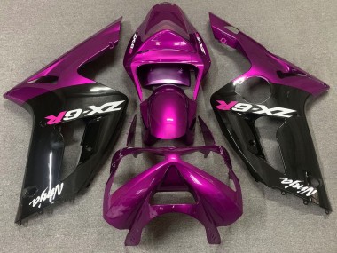 2003-2004 Kawasaki ZX6R Motorcycle Fairing - Purple Glossy Black Canada Websites