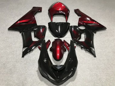 2005-2006 Kawasaki ZX6R Motorcycle Fairings - Red Glossy Black Canada Websites