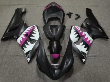 2005-2006 Kawasaki ZX6R Motorcycle Fairings - Matte Black White Pink Shark Canada Websites