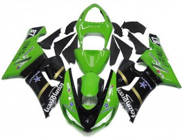 2005-2006 Kawasaki ZX6R Motorcycle Fairings - Green Glossy Black Blue Star Team Green Canada Websites