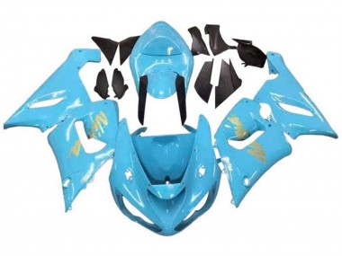 2005-2006 Kawasaki ZX6R Motorcycle Fairings - Light Blue Gold Canada Websites