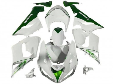 2005-2006 Kawasaki ZX6R Motorcycle Fairings - White Green Canada Websites