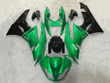 2009-2012 Kawasaki ZX6R Motorcycle Fairings - Green Glossy Black White Ninja Canada Websites