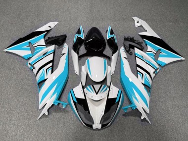 2009-2012 Kawasaki ZX6R Motorcycle Fairings - White Light Blue Black Canada Websites