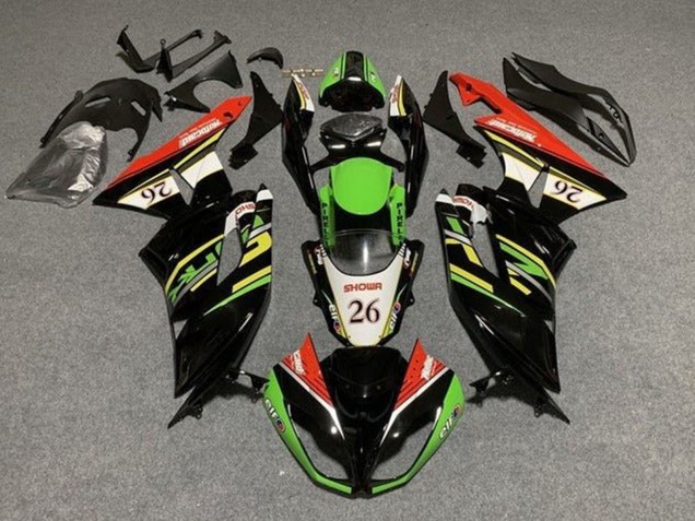 2009-2012 Kawasaki ZX6R Motorcycle Fairings - Green Glossy Black White Red Showr 26 Canada Websites