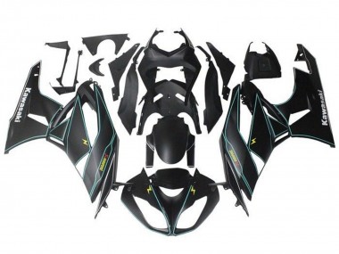 2009-2012 Kawasaki ZX6R Motorcycle Fairings - Matte Black Blue Yellow Stripe Canada Websites