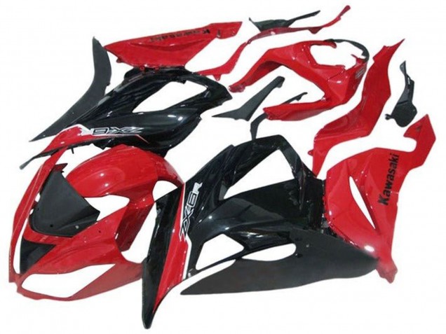 2013-2018 Kawasaki ZX6R Motorcycle Fairing - Red Glossy Black Canada Websites