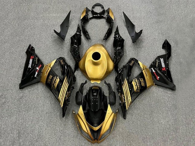 2013-2018 Kawasaki ZX6R Motorcycle Fairings - Gold Glossy Black Canada Websites