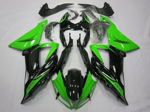 2013-2018 Kawasaki ZX6R Motorcycle Fairings - Green Glossy Black Canada Websites
