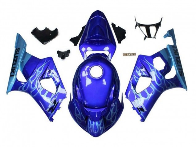 2003-2004 Suzuki GSXR 1000 Motorcycle Fairings - Blue Light Blue White Flame Canada Websites