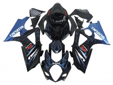2005-2006 Suzuki GSXR 1000 Motorcycle Fairings - Black Light Blue Flame Canada Websites