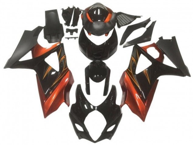 2005-2006 Suzuki GSXR 1000 Motorcycle Fairings - Glossy Black Matte Black Orange Canada Websites