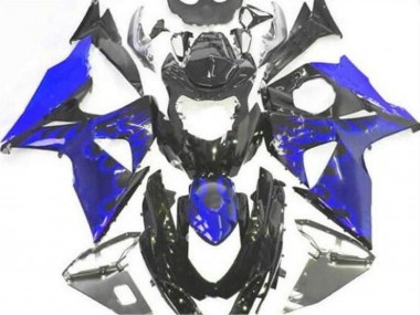 2009-2016 Suzuki GSXR 1000 Motorcycle Fairing - Glossy Black Blue Flame Canada Websites