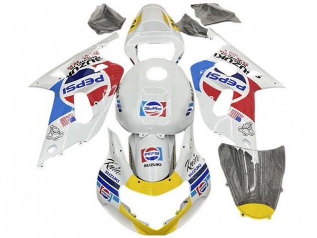 2001-2003 Suzuki GSXR 600 / GSXR 750 Motorcycle Fairings - White Blue Red Yellow Pepsi Canada Websites