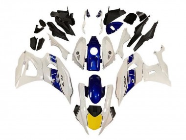2021-2024 Yamaha YZF R7 Motorcycle Fairings - White Yellow Blue Stripe Canada Websites