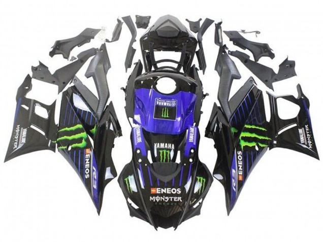 2019-2021 Yamaha YZF R3/R25 Motorcycle Fairings - Blue Glossy Black Green ENEOS Monster Canada Websites