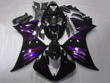 2009-2011 Yamaha YZF 1000 R1 Motorcycle Fairings - Glossy Black Purple Flame Canada Websites